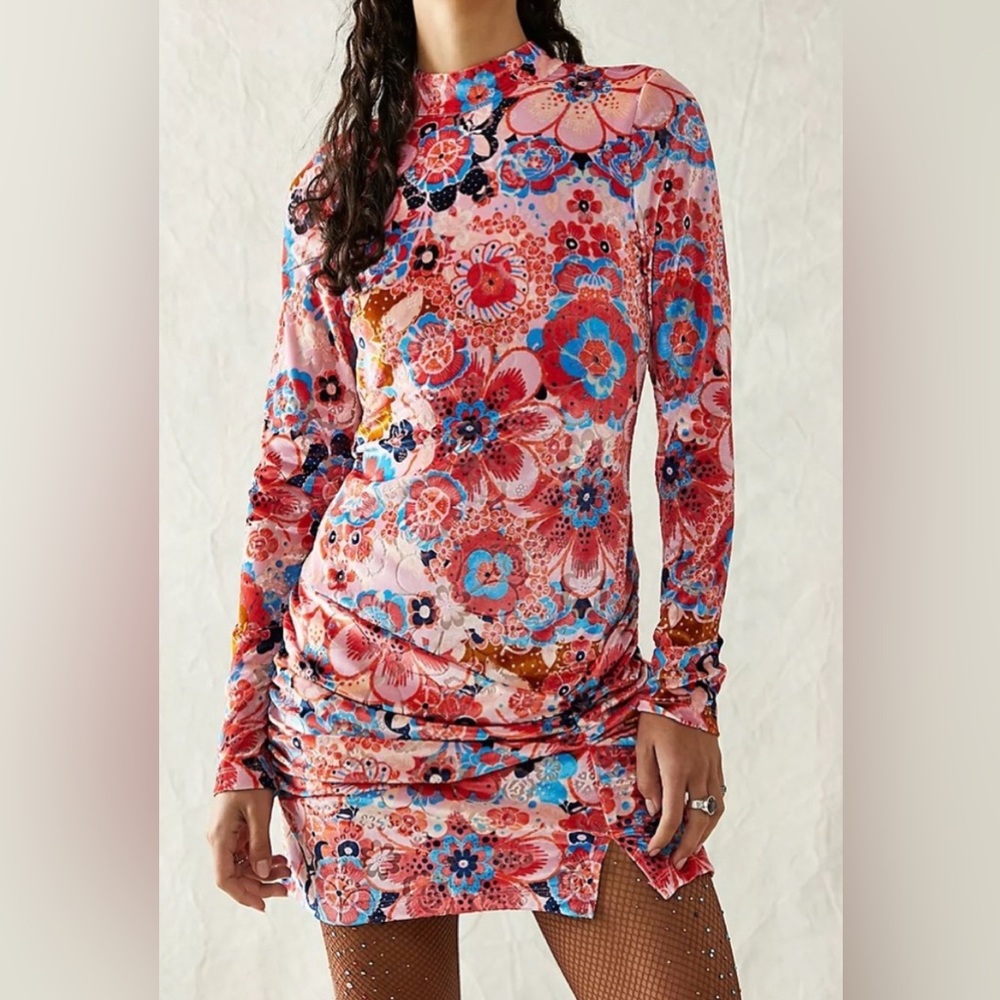 Free People NWOT velvet open back mini dress